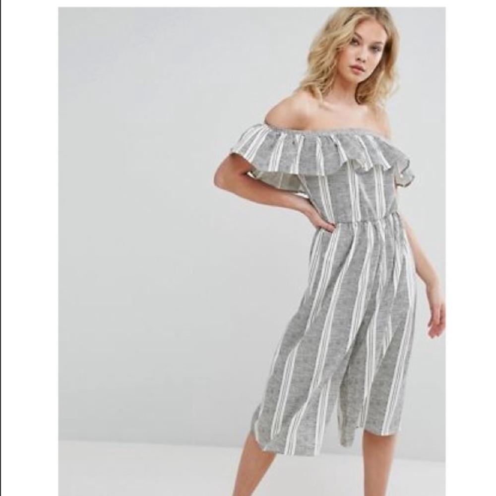 Missguided striped bardot grill detail jumpsuit